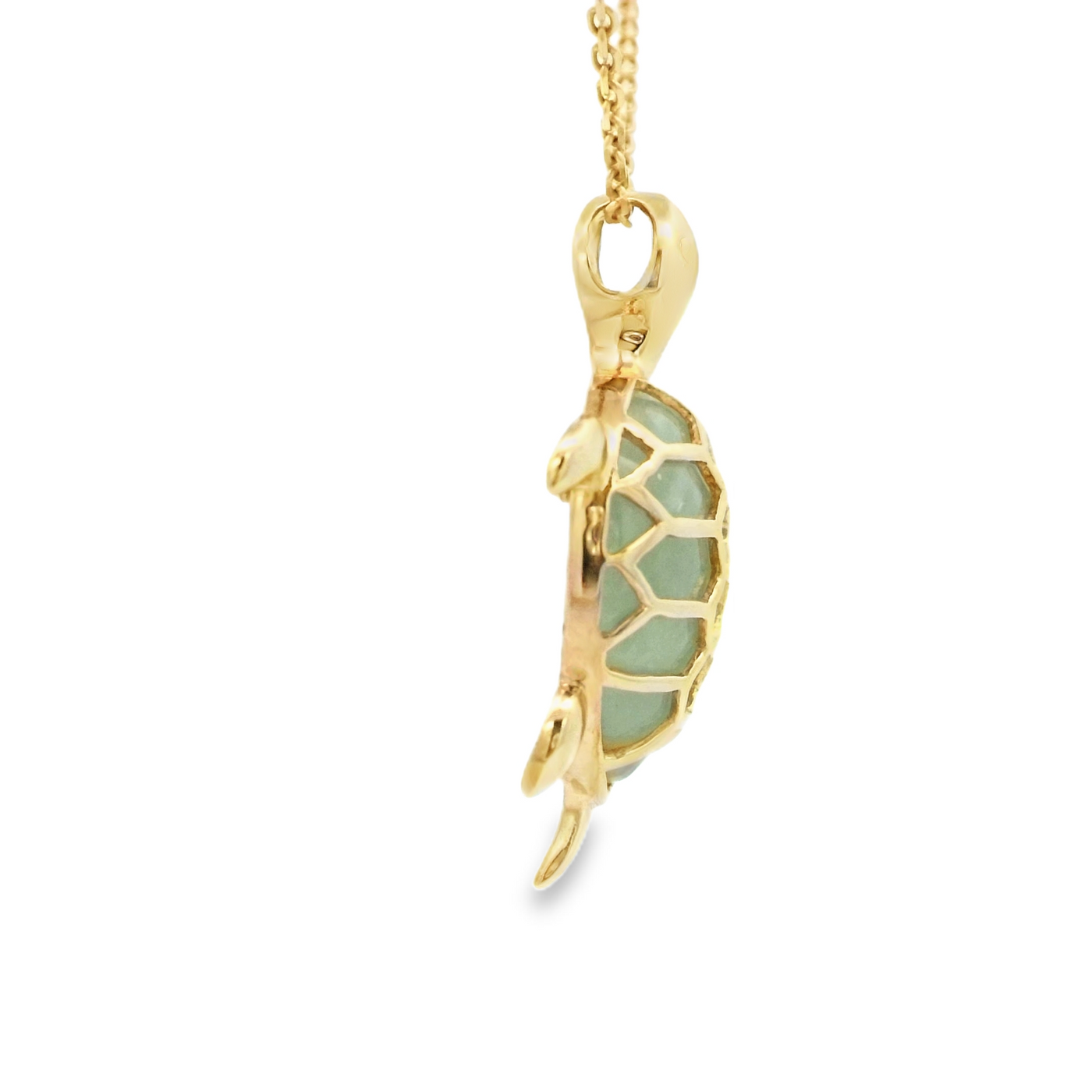 10K PENDANT NATURAL JADE TURTLE