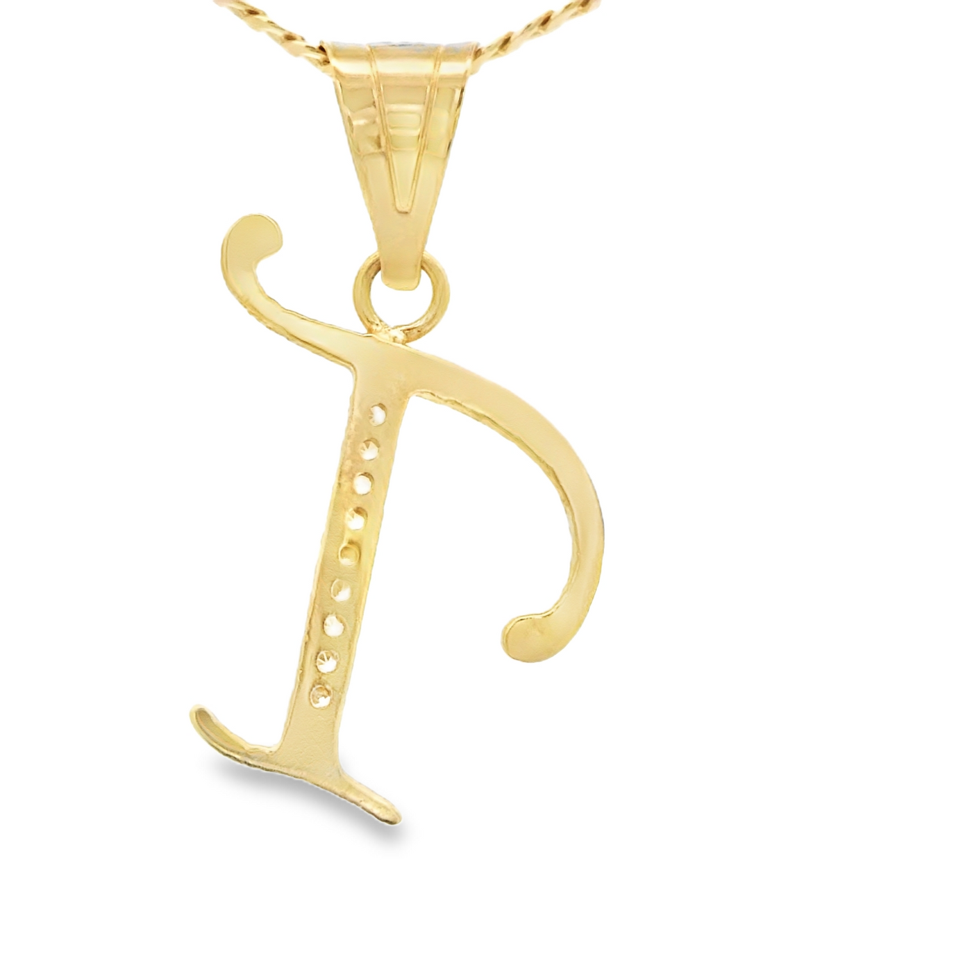 PENDANT 14K Letter T CZ Italian