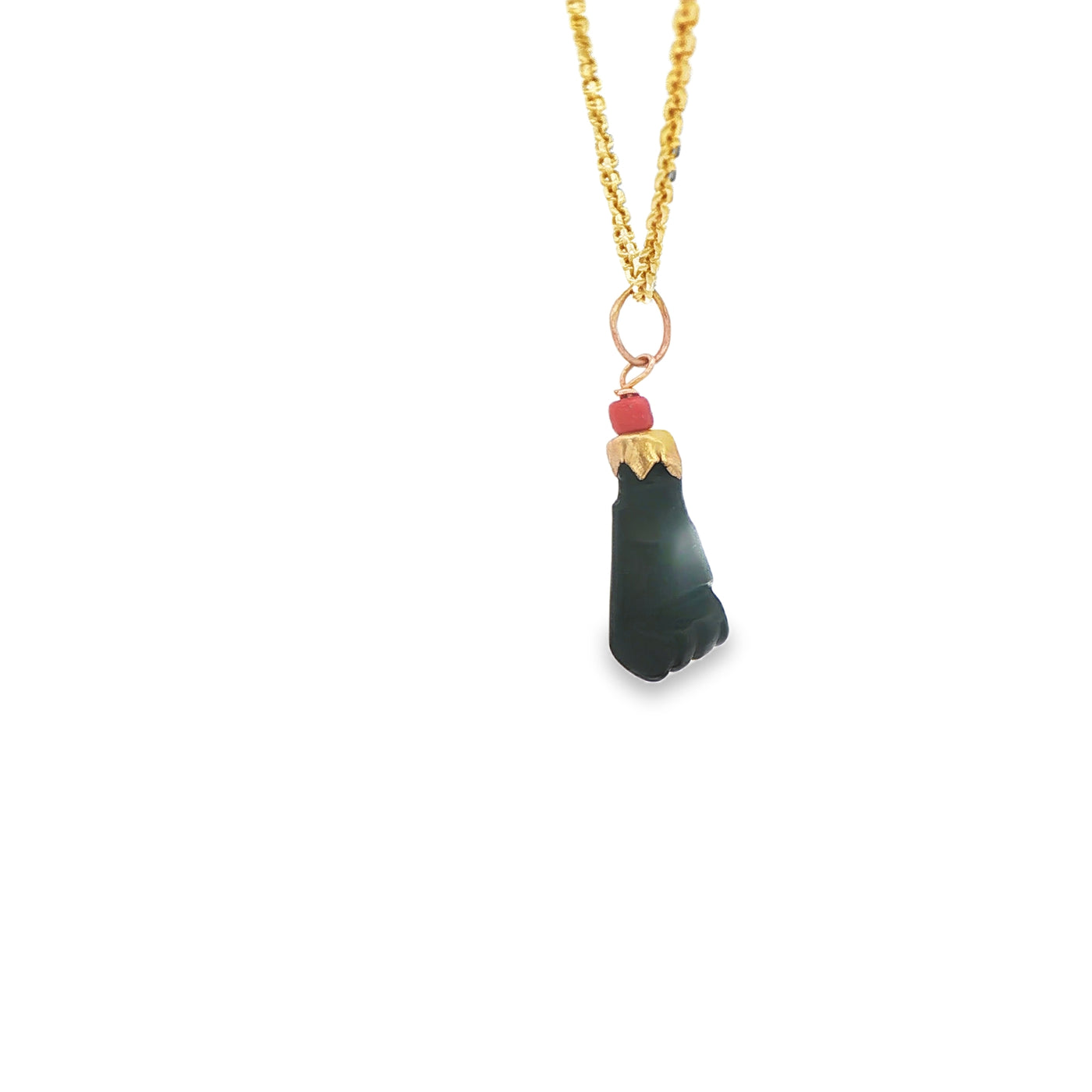 14K Azabache Hand Coral 12mm
