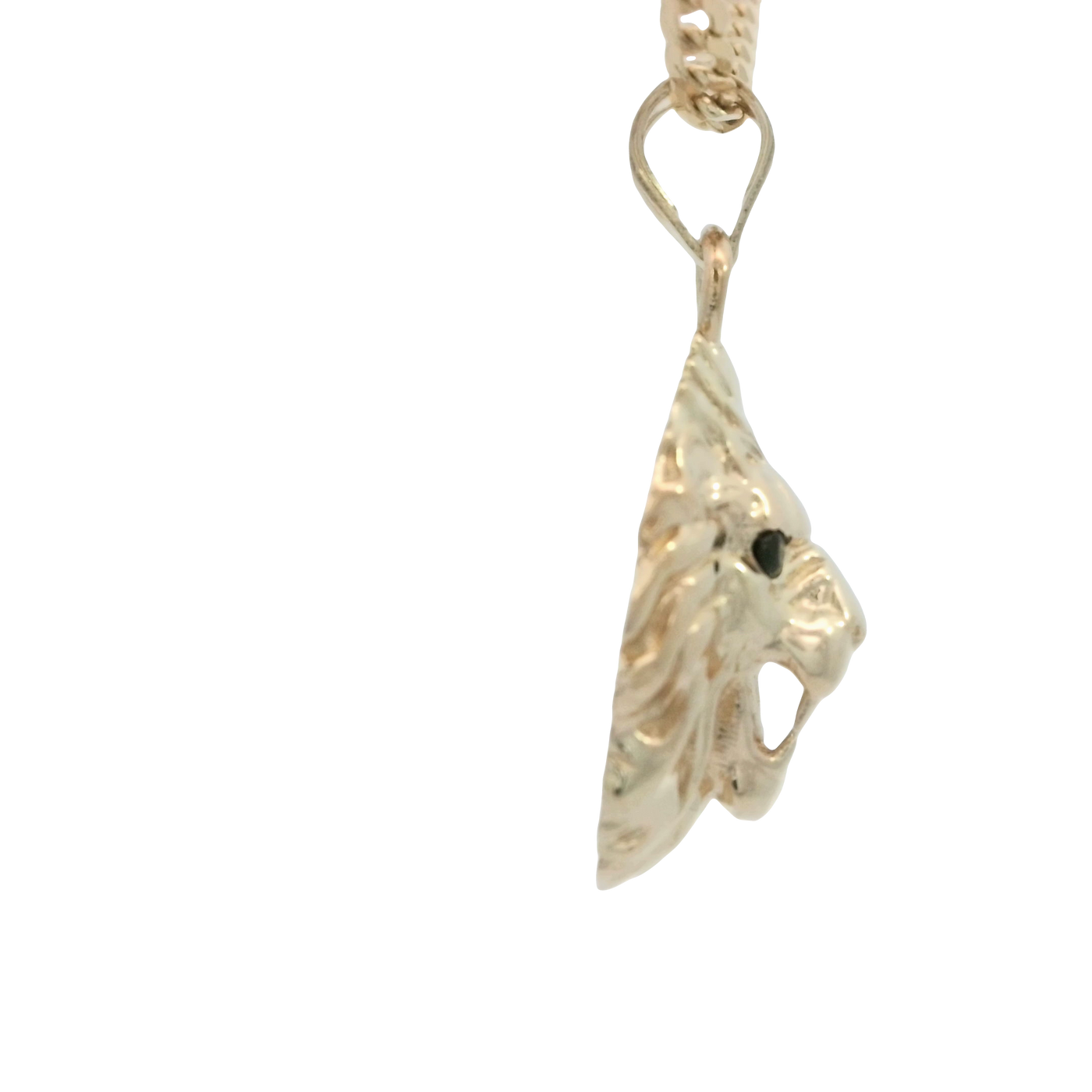 14K  PENDENT LION FACE BLACK EYES