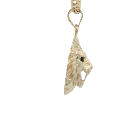14K  PENDENT LION FACE BLACK EYES
