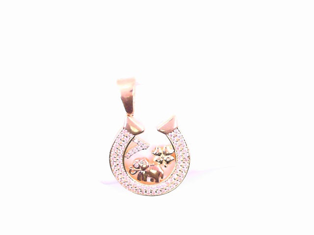 PENDANT 14K 3.3G HORSEHOE CZ LUCKY SYMBOLS 7 ELEFA