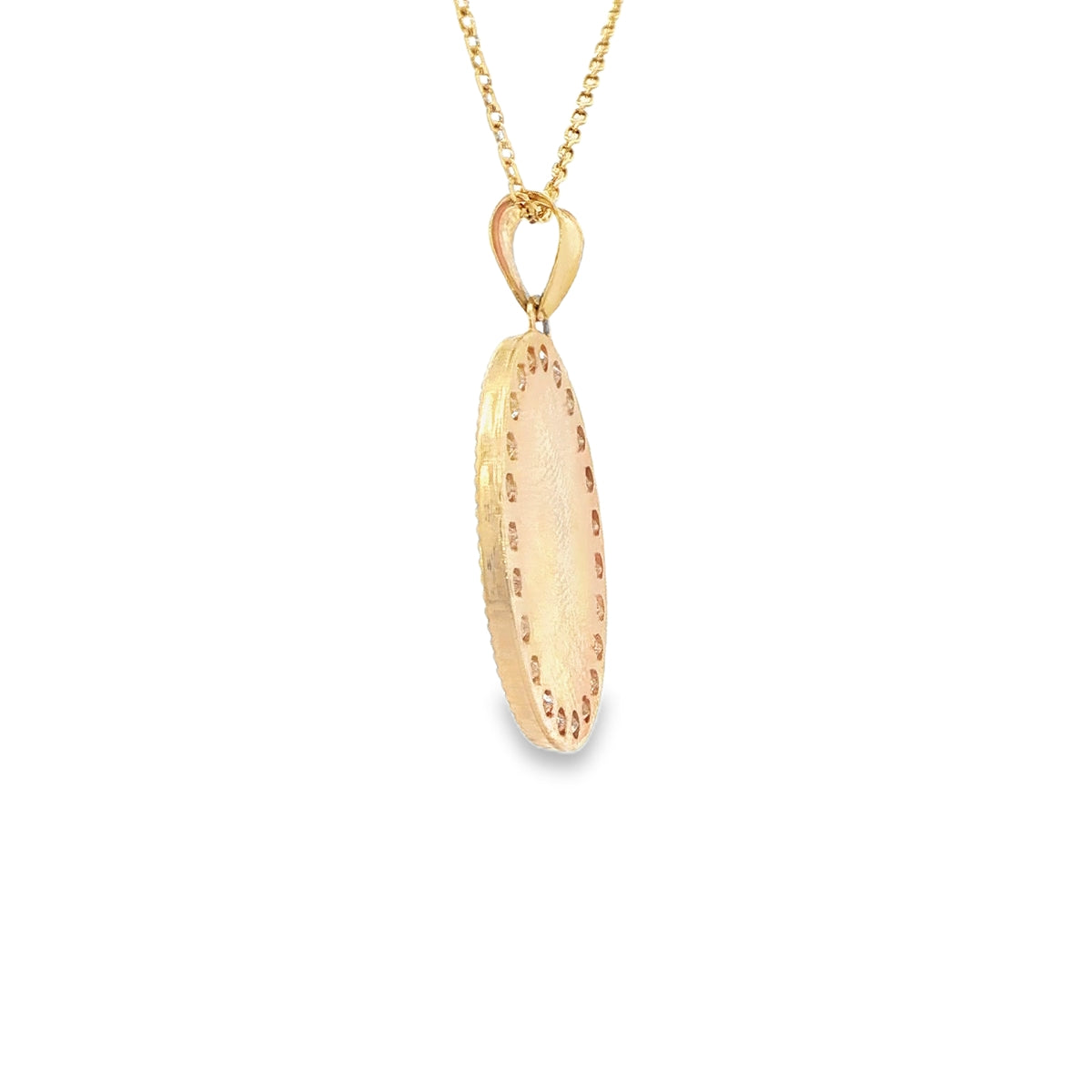 PENDANT 14K 1.9G SAINT CZ ST BARBARA OVAL