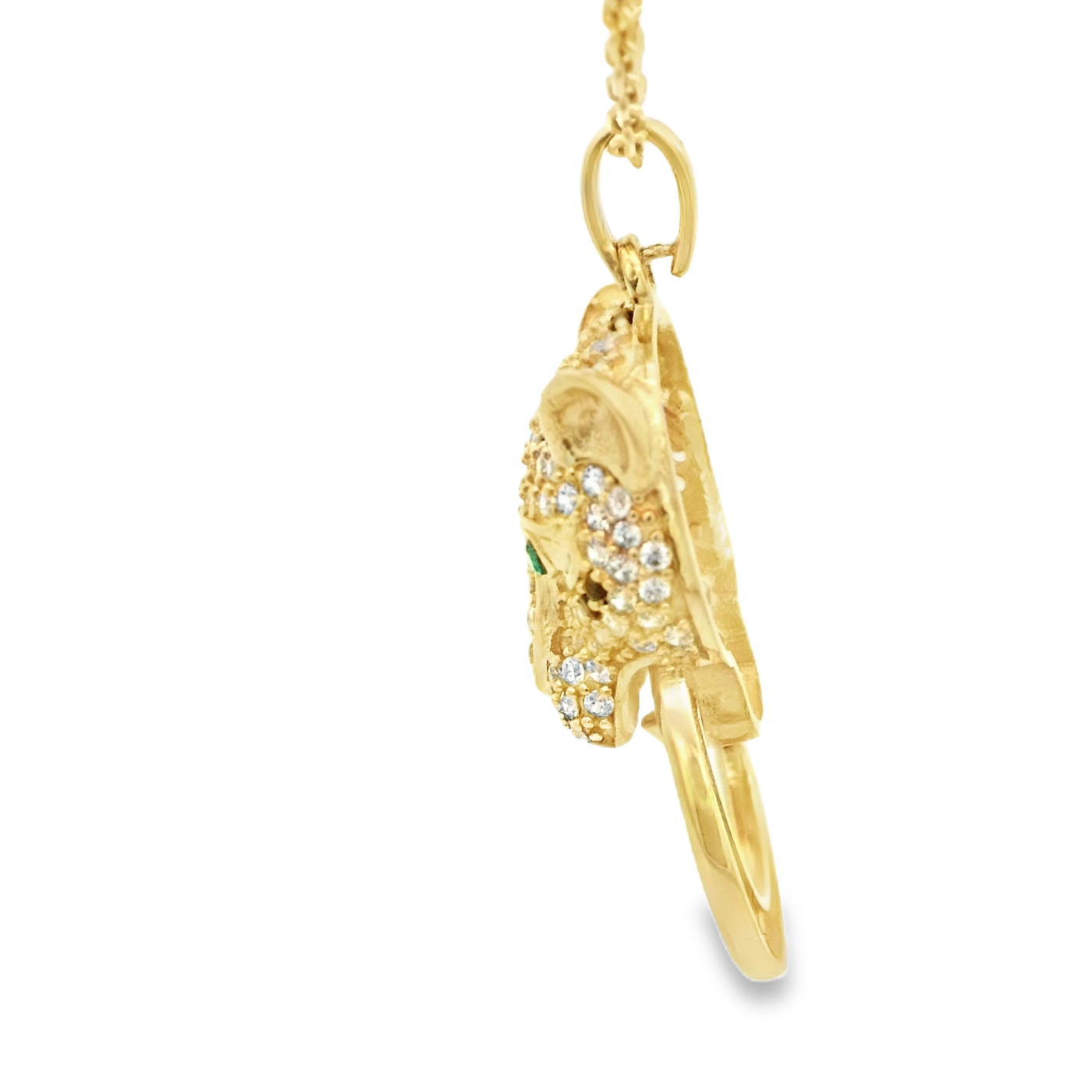 PENDANT 14K 3.3G PANTHER CZ GREEN EYES