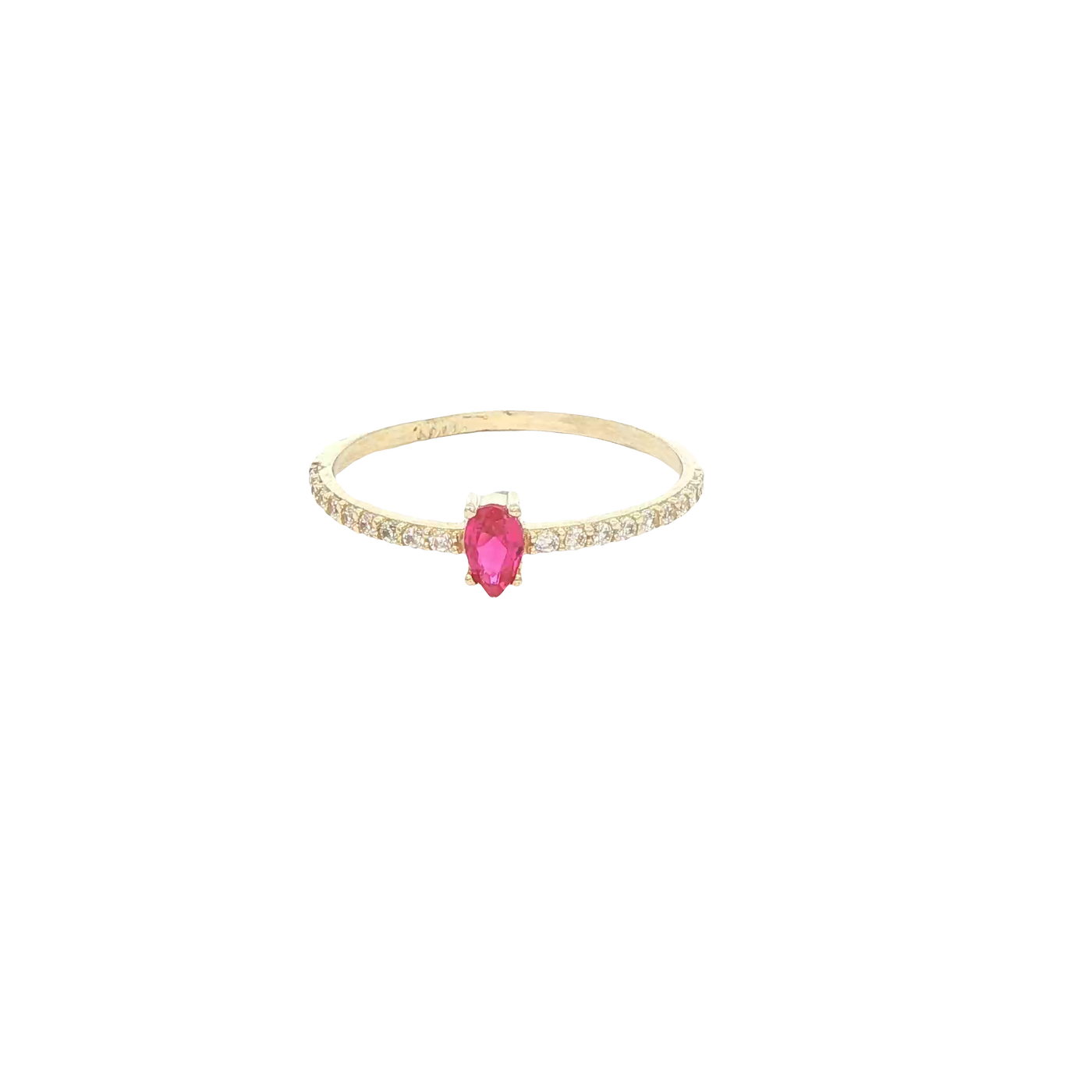 14 KARAT RING SIZE 8.25 WEIGHT: 1.1G : CZ RED PEAR