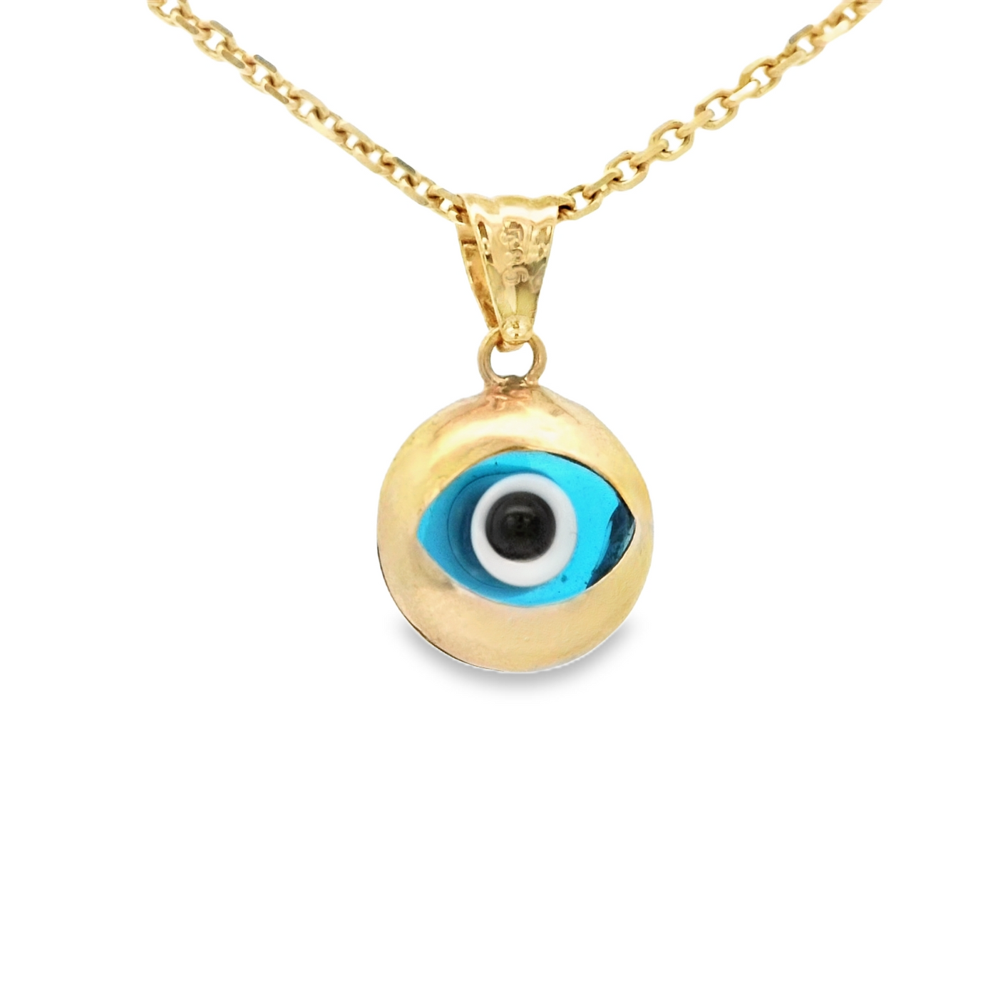 PENDANT 14K PENDANT EVIL EYE POLISHED OJO SANTA LUCIA