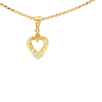14 KARAT CHARM CZ HEART OPEN CENTER
