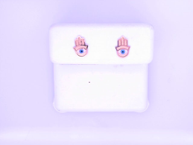 14KE 0.4g ScrewBack
Hand Evil Eye