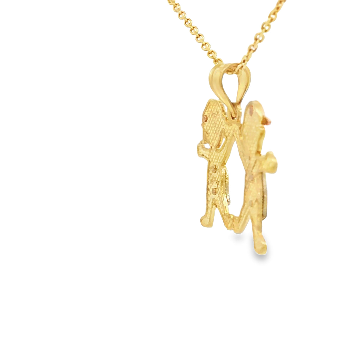 PENDANT 14KP 2.5G BOY GIRL 3TONE HOLDING HANDS