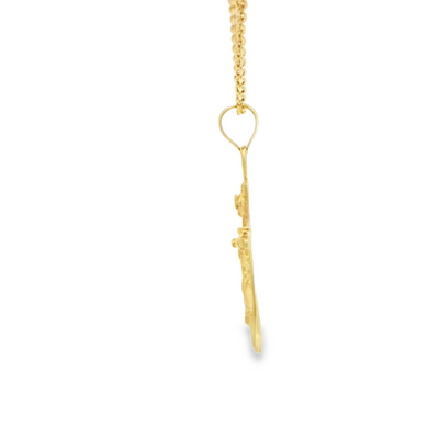 14 KARAT CHARM CRUCIFIX DC LINE MILIGRAIN POINTED END