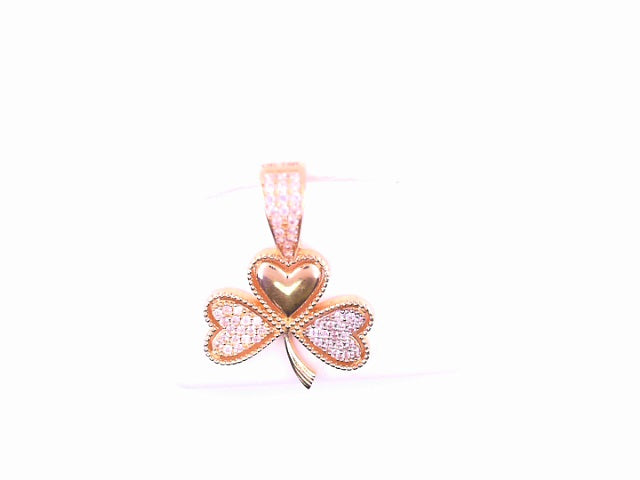 PENDANT 14K 3.0G CLOVER CZ 3LEAF HEART