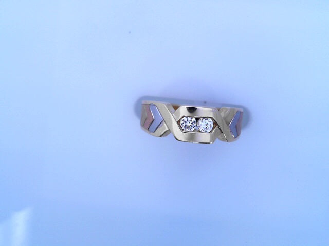 RING 14KR 6.5G #10 BAND CZ TRI COLOR ARROW PATTERN