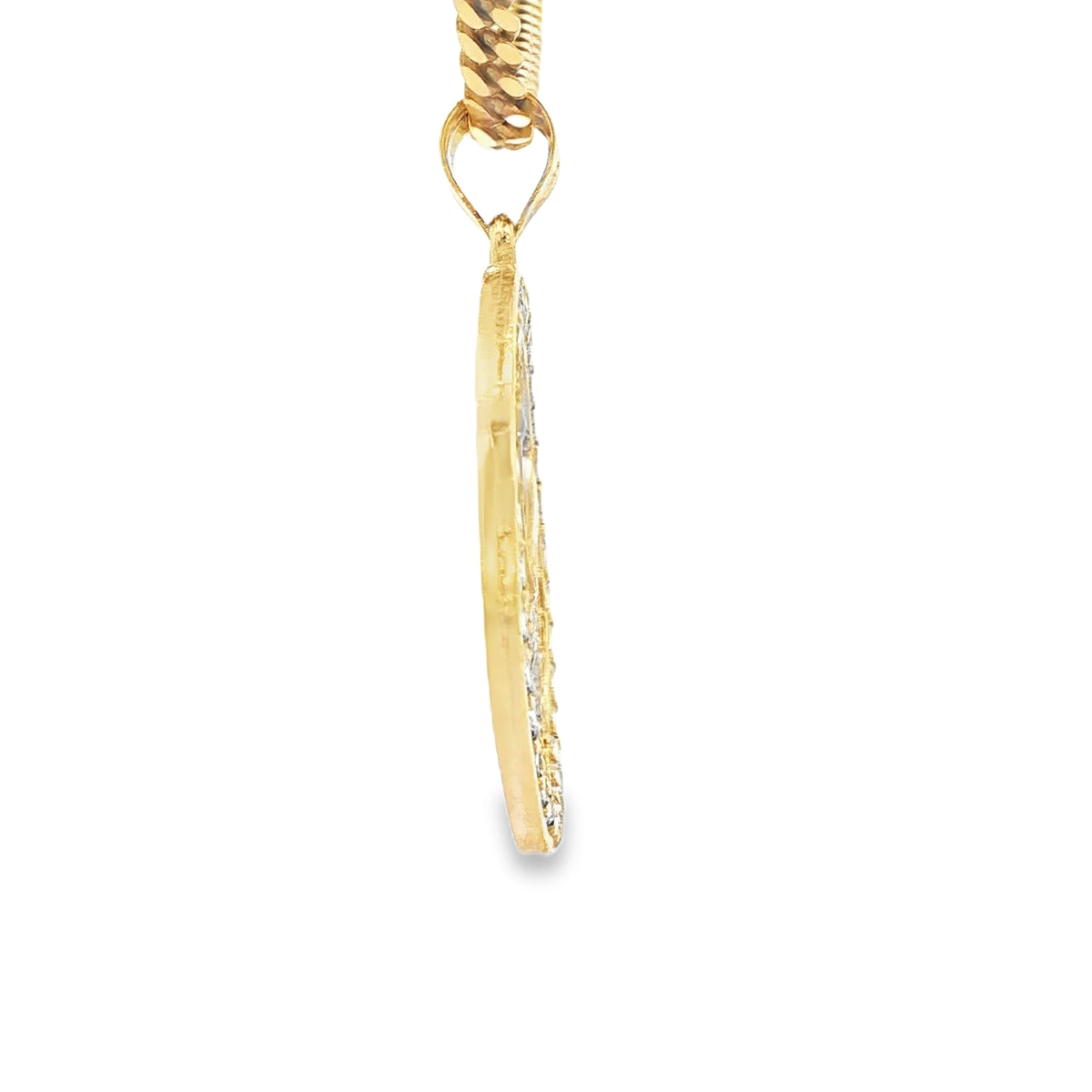14K PENDENT CZ EAGLE ROUND CLEAR CZ