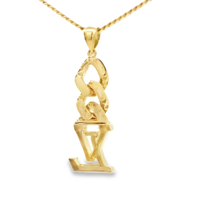 PENDANT 14K 3.2G STYLE LV INITIALS DANGLE CUBAN LI