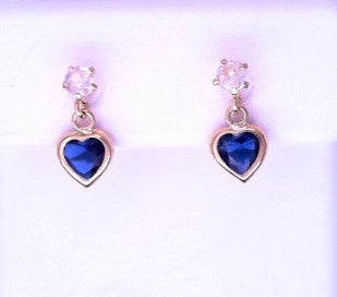 14KE 0.6G
 HEART DANGLE 
CZ BLUE HEART