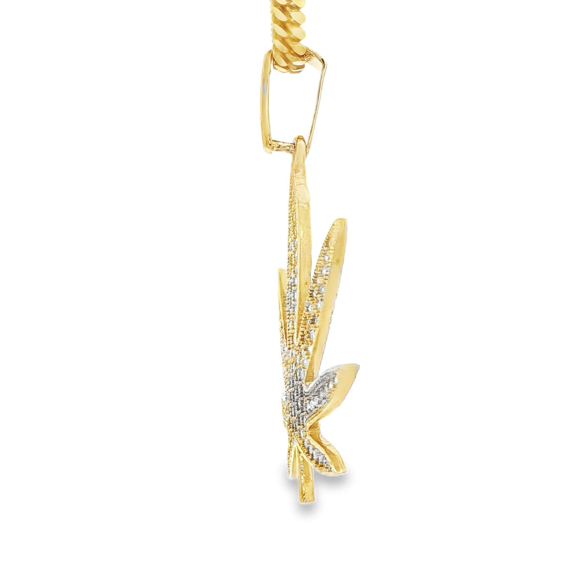 PENDANT 14KP 5.3G MARIJUANA CZ LEAF CZ BAIL