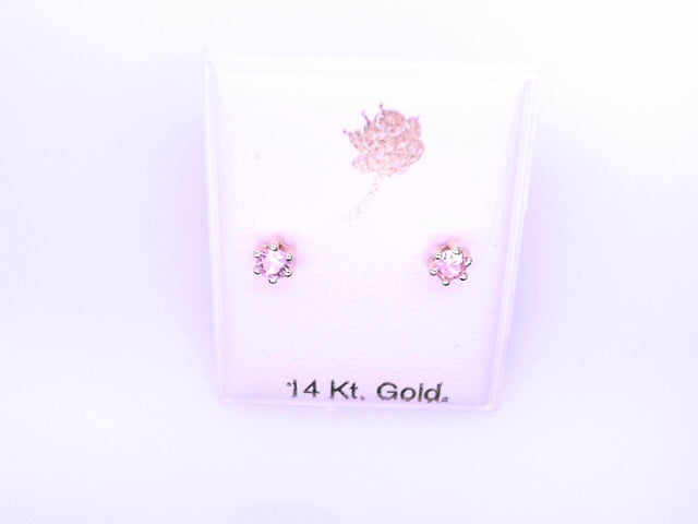 14 KARAT STUD EARRINGS WEIGHT: 0.8G : 5MM CZ CLEAR