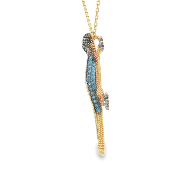 14KP 3.2G LIZARD CZ LIZARD SLIDE CLEAR AND BLUE