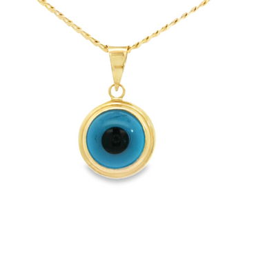 PENDANT 14K EVIL EYE BLUE ROUND BALL