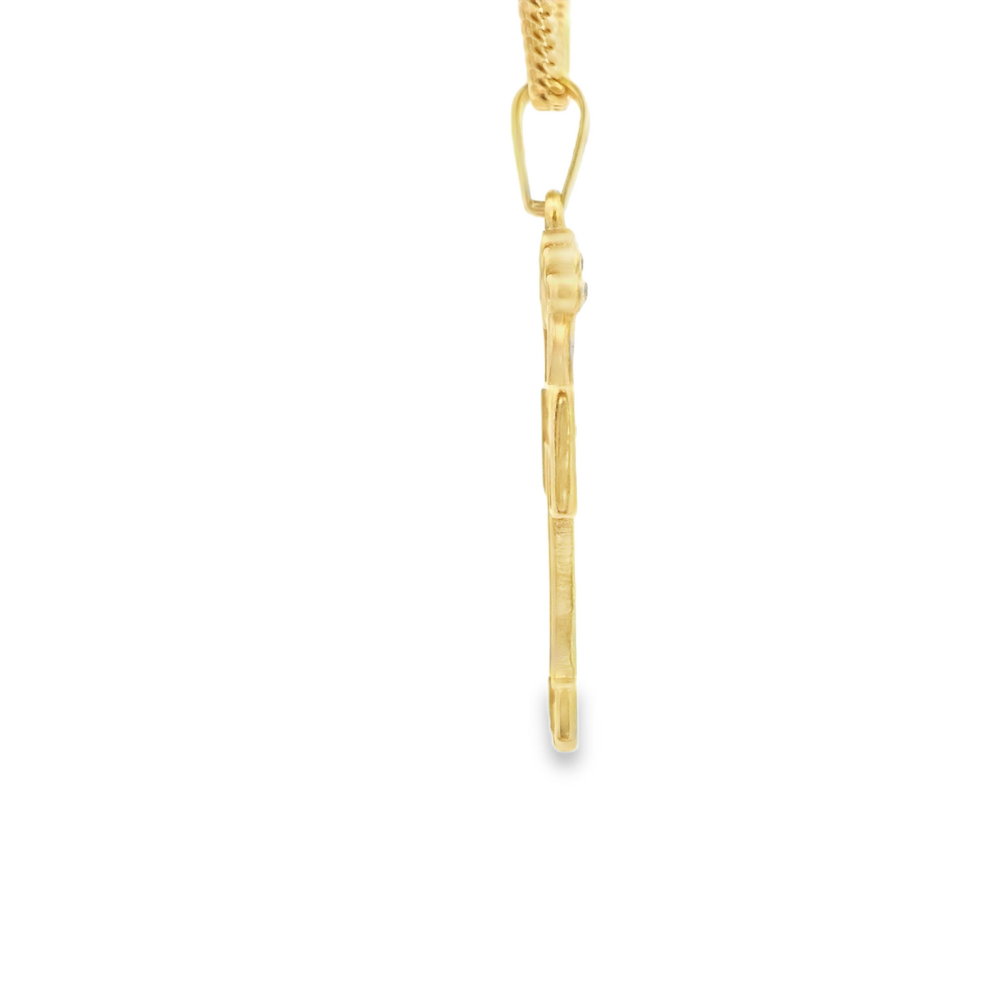 14KP PENDANT CZ LETTER T CROWN