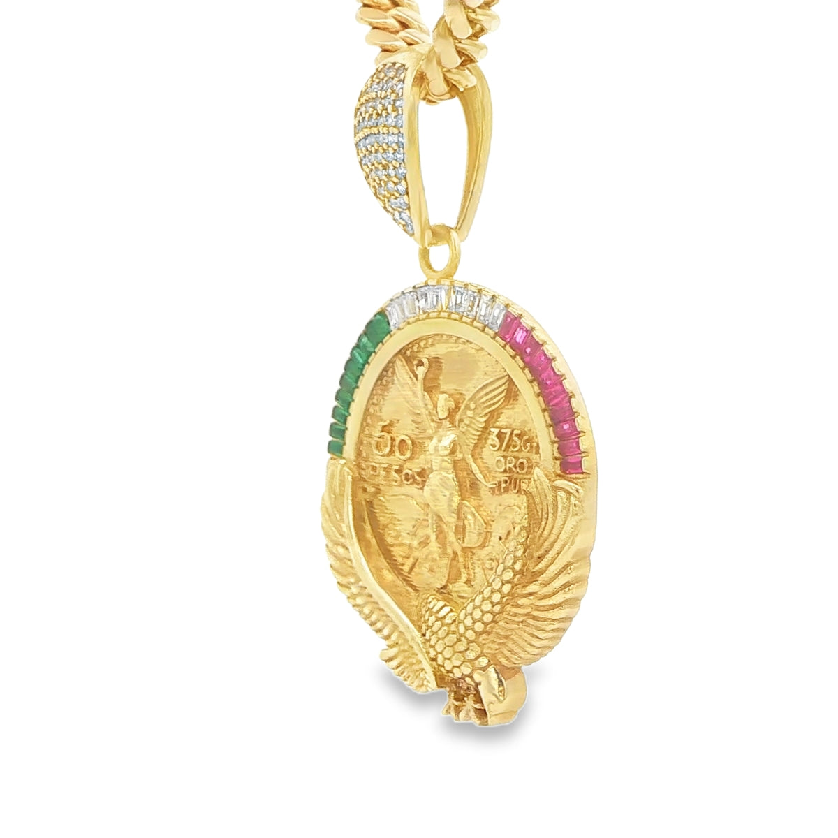 PENDANT 14KP 10.0G COIN BEZEL CZ COIN BEZEL EAGLE