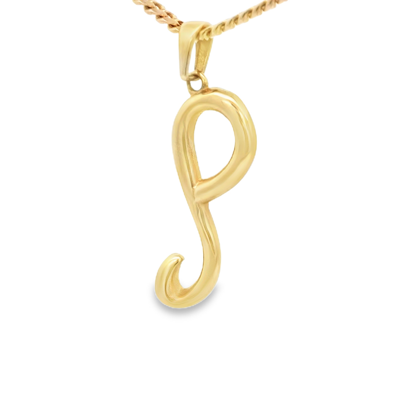 PENDANT 14K LETTER P SCRIPT LETTER POLISHED