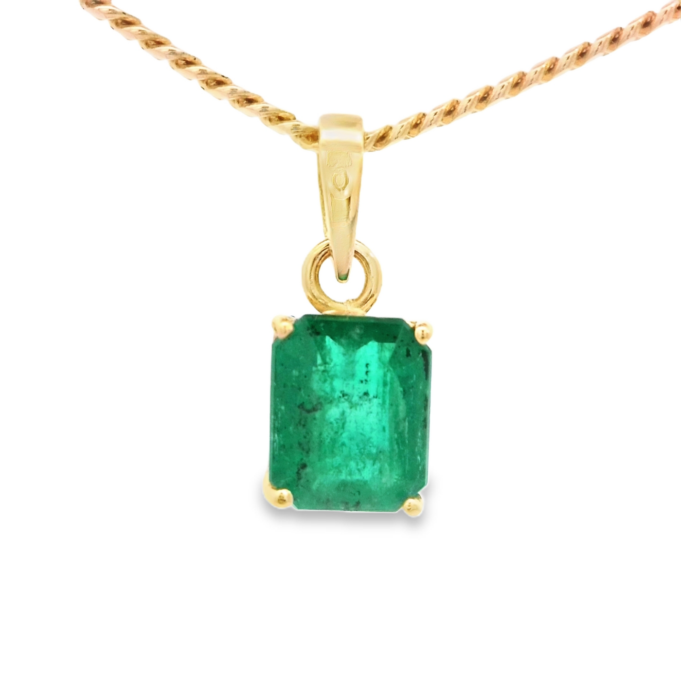 18K PENDANT NATURAL EMERALD AIRLINE BASKET