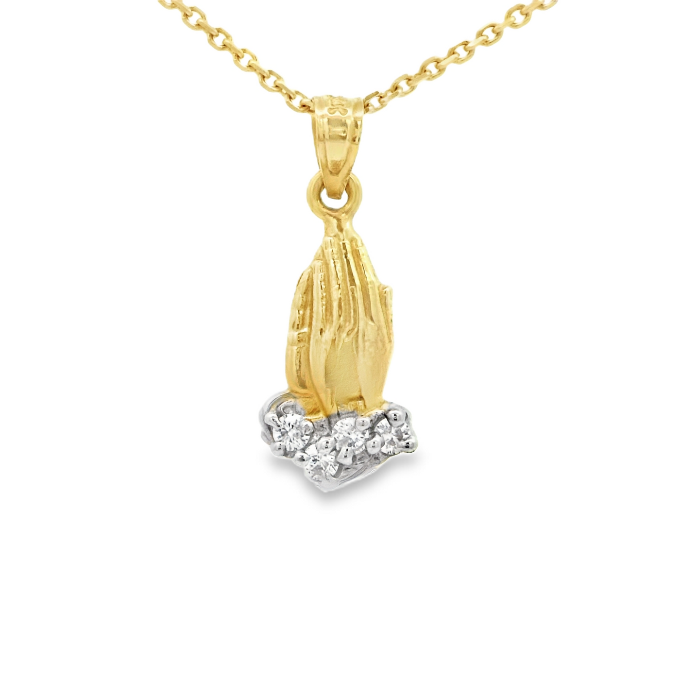 14KP PENDANT CZ PRAYING HANDS