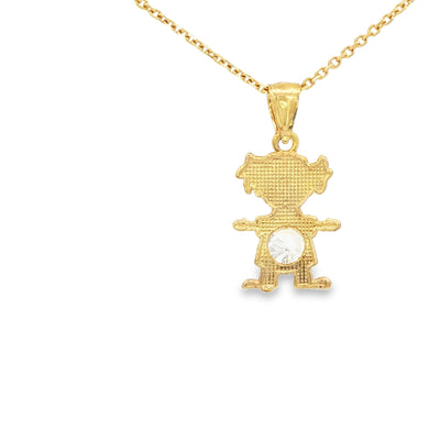 PENDANT 14KP GIRL CZ CLEAR BELLY GIRL