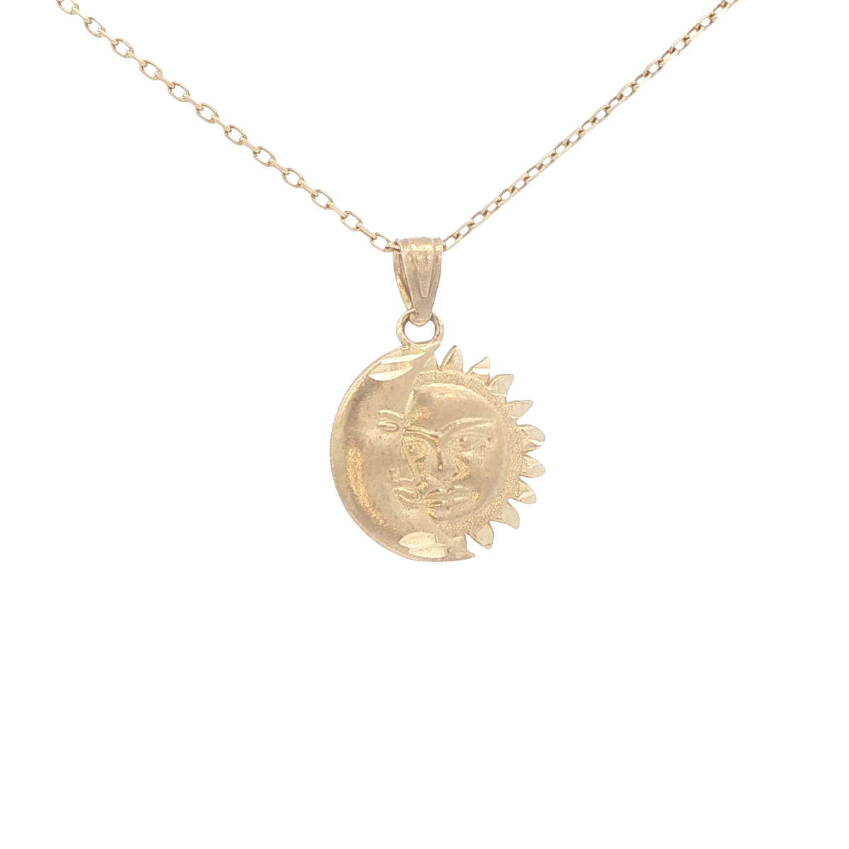 PENDENT 14KP 1/2SUN & 1/2MOON WITH FACE