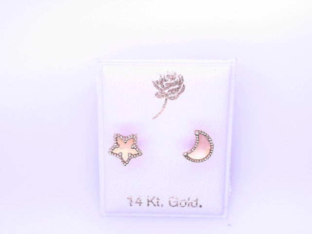 14 KARAT STUD EARRINGS WEIGHT: 0.8G : 5MM CZ CLEAR