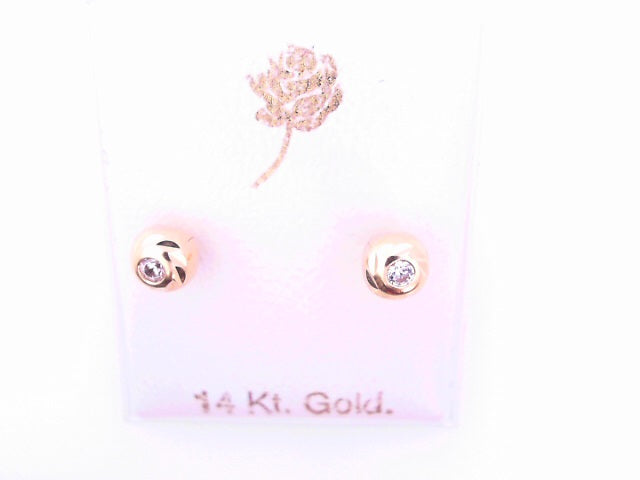 14 KARAT STUD EARRINGS WEIGHT: 0.4G : 5MM CZ DC RO
