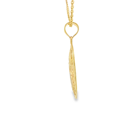 PENDANT 14K SAINT ST BENEDICT FILIGREE BORDER OVAL