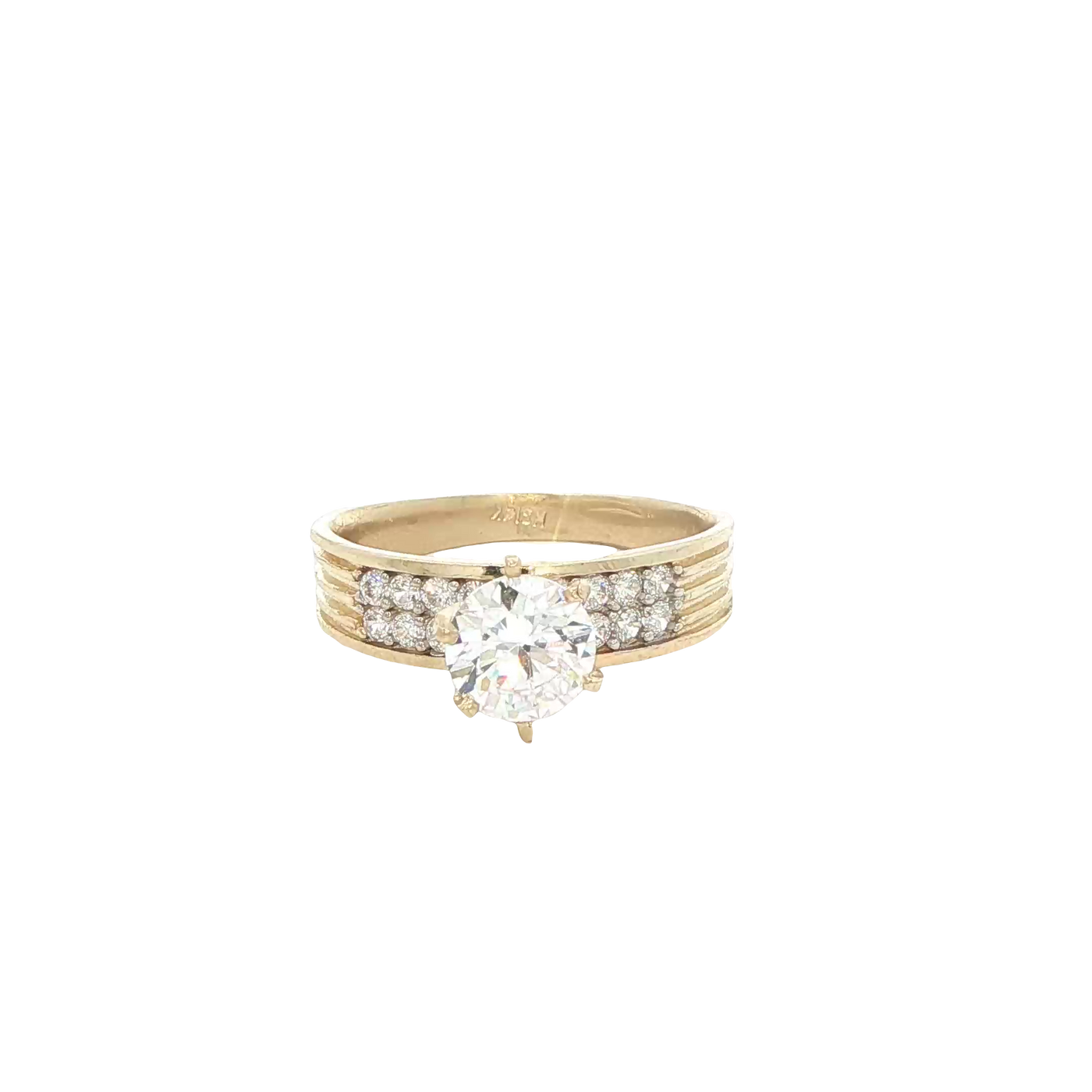 14 KARAT RING SIZE 7.5 WEIGHT: 3.5G : 4.8MM CZ SOL