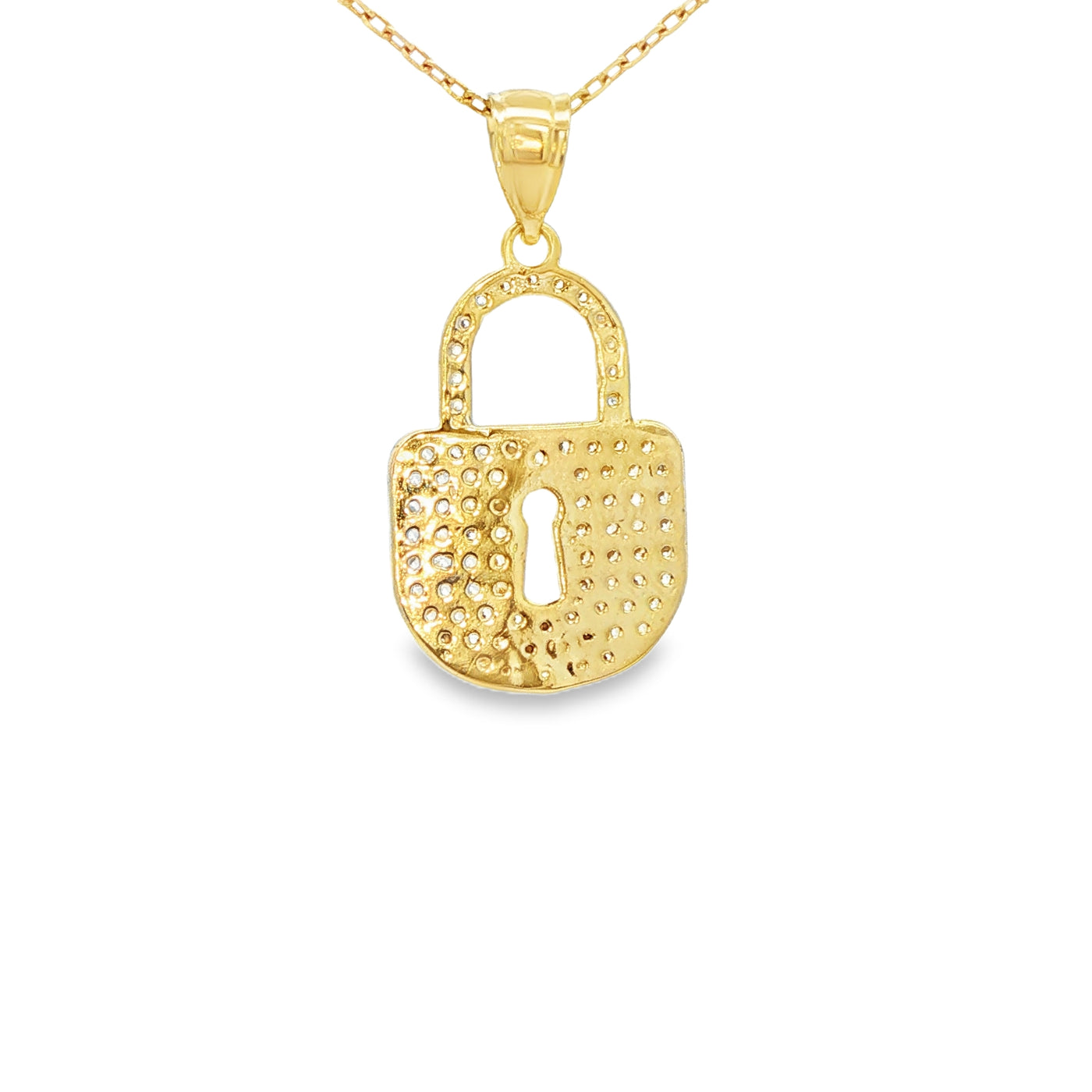 PENDANT 14K LOCK CZ LOCK WITH KEY HOLE