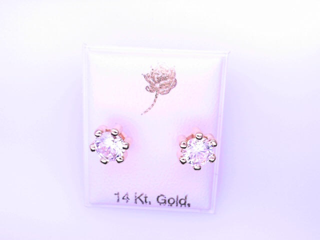14 KARAT STUD EARRINGS WEIGHT: 0.8G : 5MM CZ CLEAR