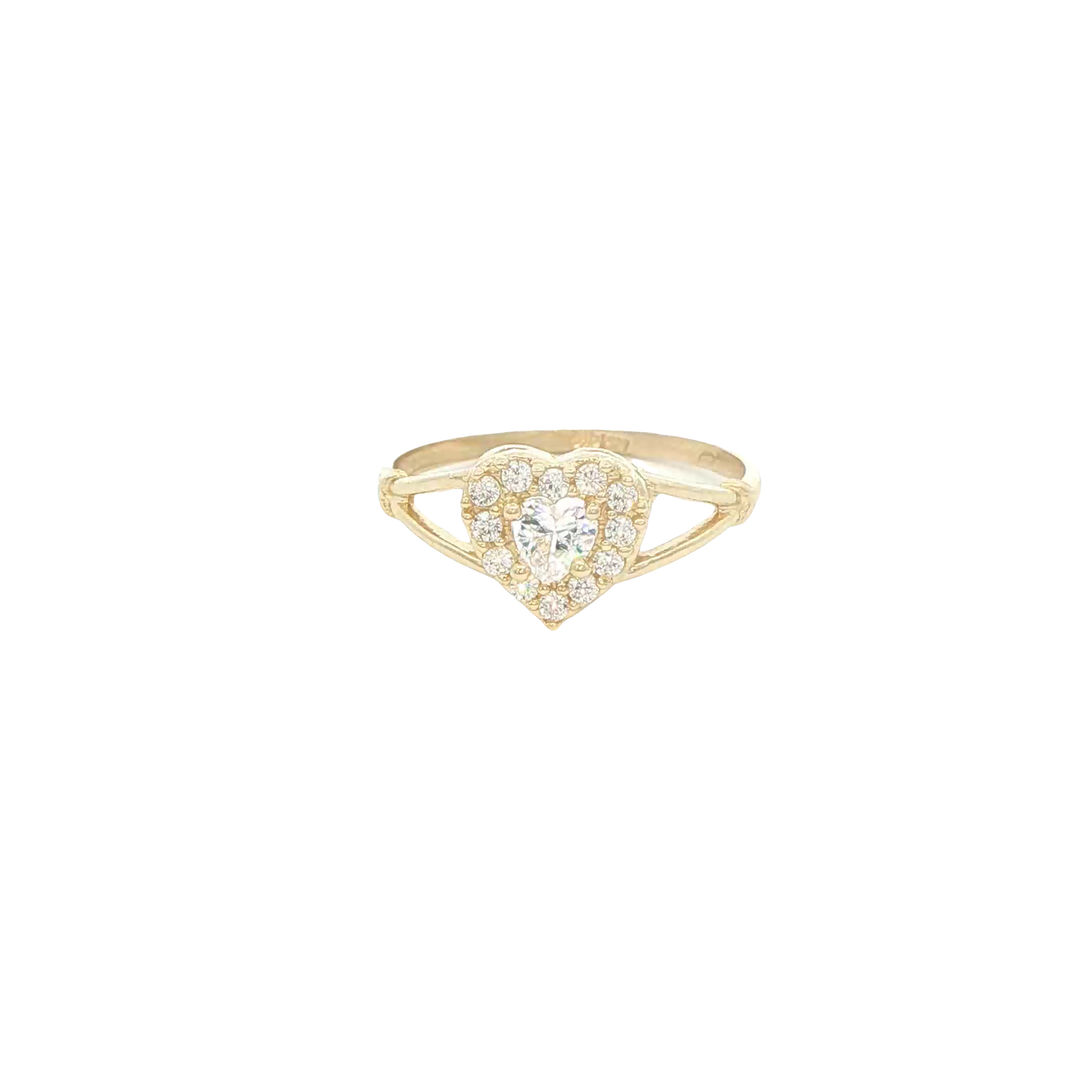 14 KARAT RING SIZE 8 WEIGHT: 1.8G : CZ HEAR FRIEND