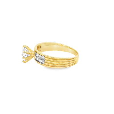 14 KARAT RING SIZE 7.25 WEIGHT: 3.2G : 5MM CZ SOLI