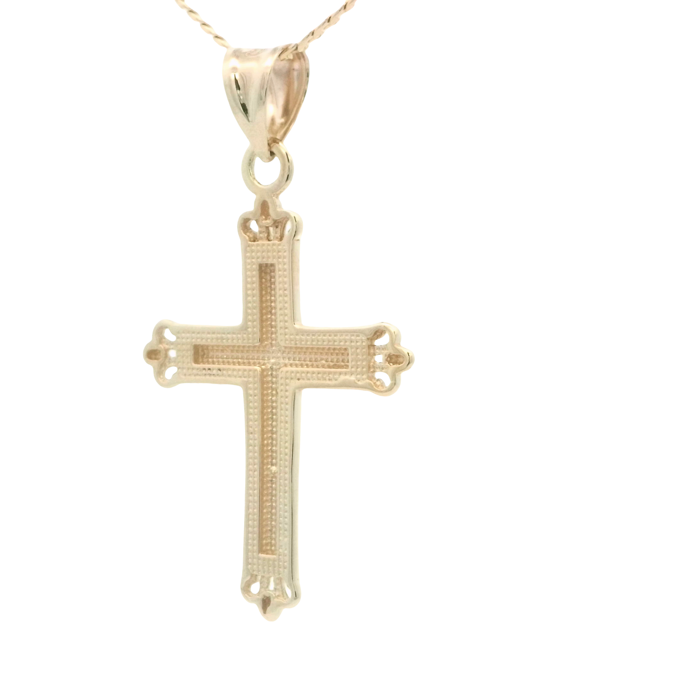 10 KARAT CHARM WEIGHT: 2.3G : CROSS WITH MILIGRAIN