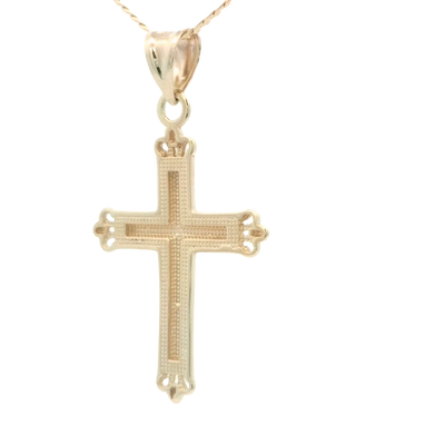 10 KARAT CHARM WEIGHT: 2.3G : CROSS WITH MILIGRAIN
