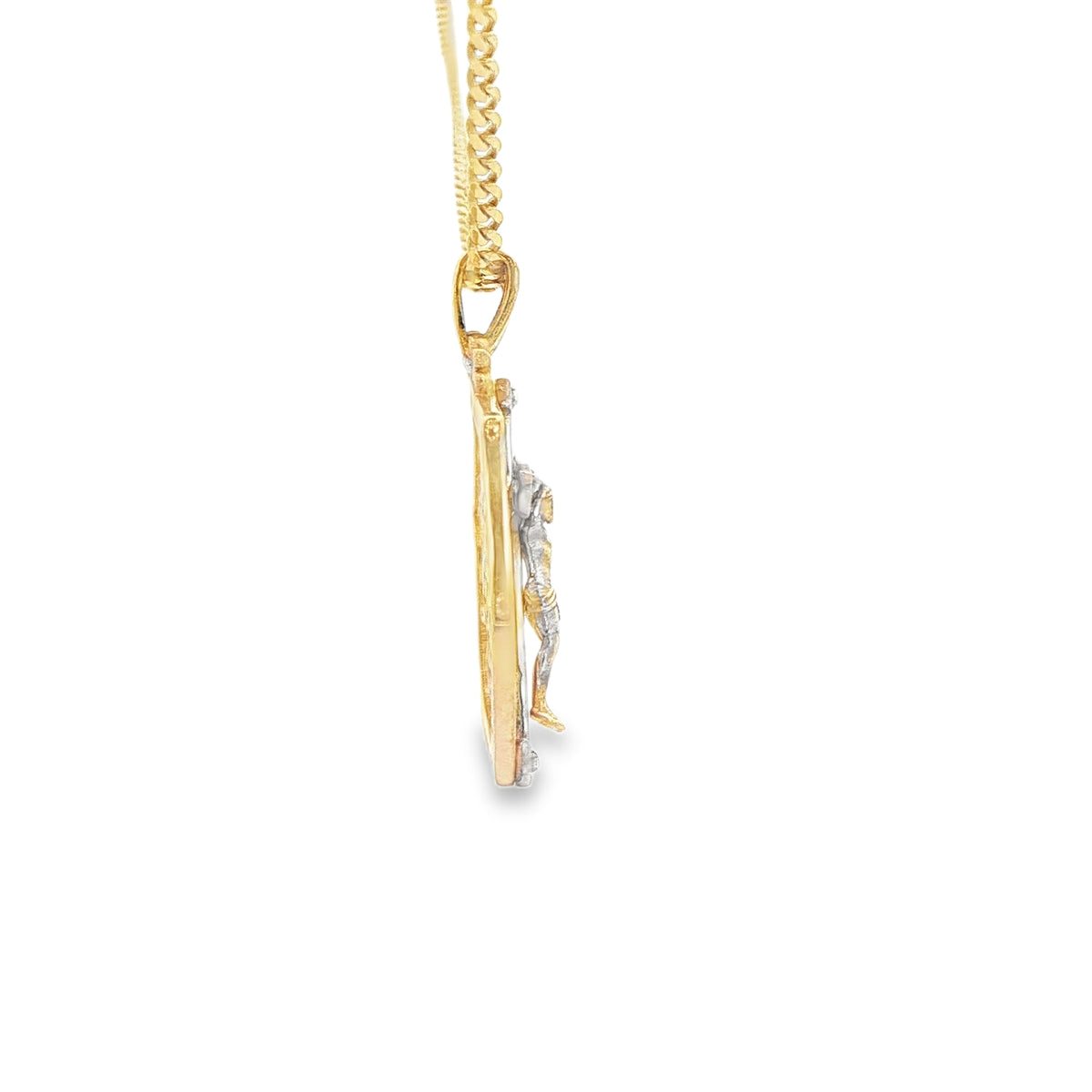 PENDANT 14K 3.6G JESUS CZ JESUS ON CROSS SHIELD
