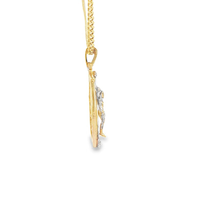 PENDANT 14K 3.6G JESUS CZ JESUS ON CROSS SHIELD