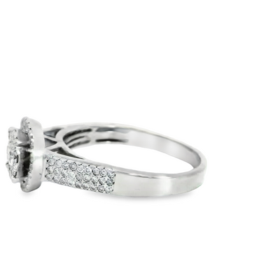 RING 14K WHITE #9 ENGAGEMENT DIAMOND  HALO 1.55ctw