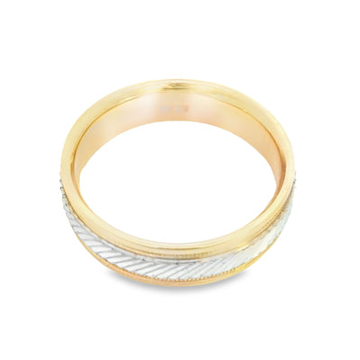 14K Band Two-tone Diamond Cut