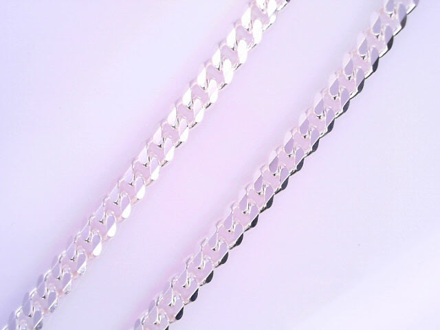 White Sterling Silver Cuban Italian Curb Chain Len