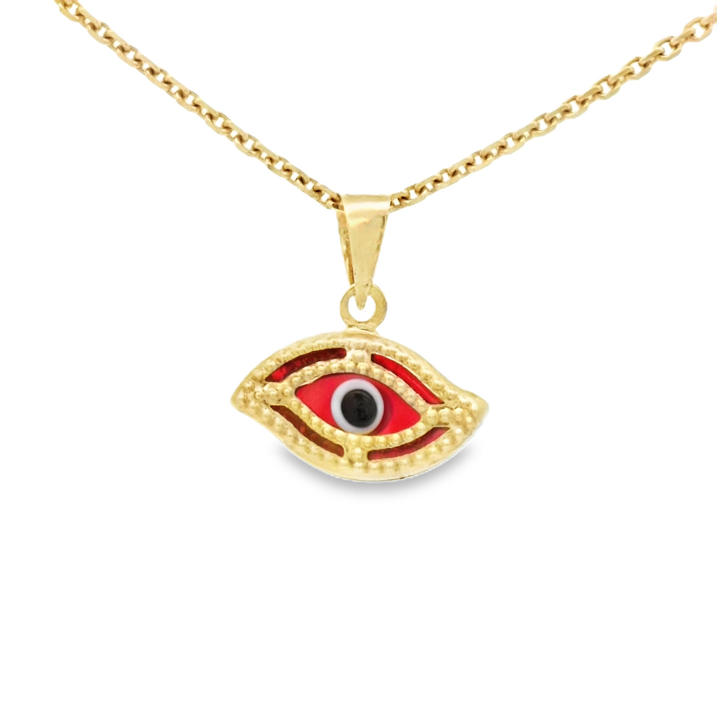 PENDANT 14K EVIL EYE RED EYE MILIGRAIN