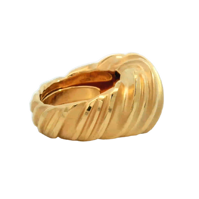 14K DOME RING STRIPED SATIN & POLISHED #7