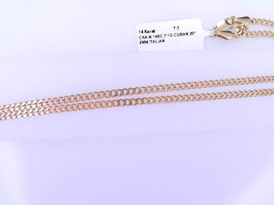 CHAIN 14KC 7.1G CUBAN 20'' 2MM ITALIAN