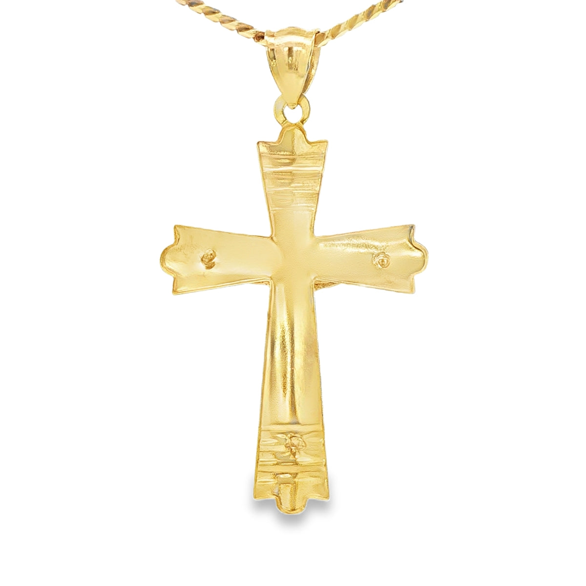 14 KARAT CHARM WEIGHT: 4.3G JESUS 2 TONE CROSS