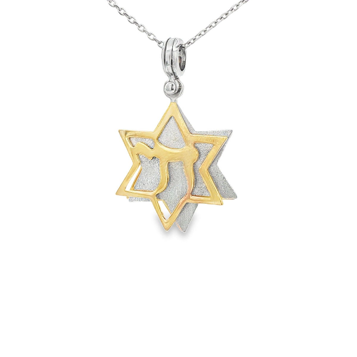 PENDANT 14K 4.5G STAR DAVID 2TONE OM 3 SLIDERS
